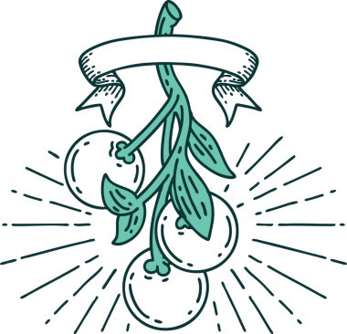 Bir insan tarafından çizilmiş, dövme stili ökseotu böğürtlenli parşömen.