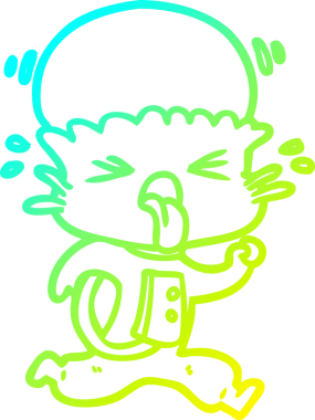 Bir insan tarafından çizilmiş garip bir çizgi film uzaylısının soğuk gradyan çizimi