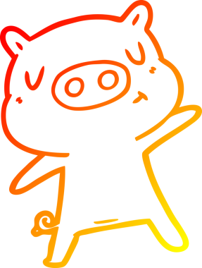 Bir insan tarafından çizilen çizgi film içerikli domuzun sıcak çizgi çizimi