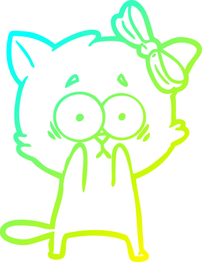 Bir insan tarafından çizilen çizgi film kedisinin soğuk gradyan çizgisi.