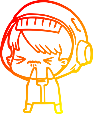 Bir insan tarafından çizilmiş kızgın bir uzay kızının sıcak çizgi çizimi