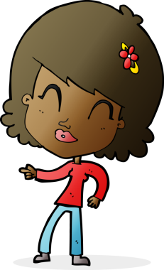 Bir insan tarafından çizilmiş mutlu kadın çizgi filmi.