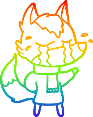 Gökkuşağı gradyan çizgi çizimi bir insan tarafından çizilmiş ağlayan bir kurt.