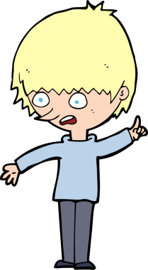 Bir insan tarafından çizilmiş soru işaretli çizgi film çocuğu.