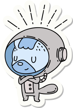 Bir insan tarafından çizilmiş astronot kıyafetli dövme stili bir hayvanın çıkartması.