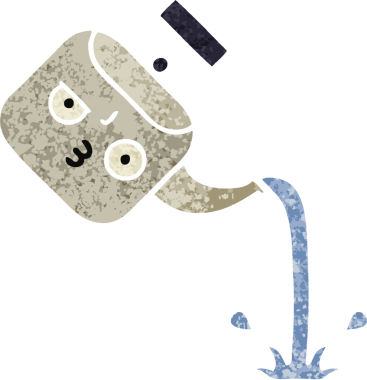 Bir insan tarafından çizilmiş bir çaydanlığın retro çizim tarzı karikatürü