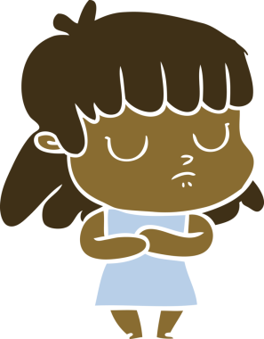 Bir insan tarafından çizilmiş düz renk çizgi film.