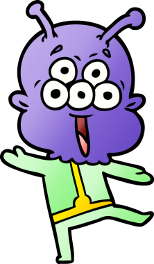 Bir insan tarafından çizilmiş mutlu uzaylı çizgi filmi.