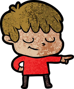 Bir insan tarafından çizilmiş mutlu çocuk çizgi filmi.