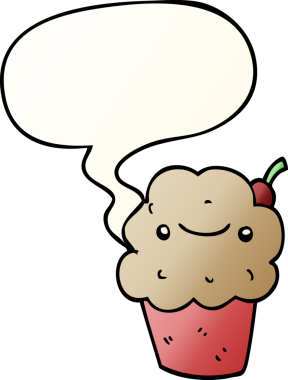 Bir insan tarafından çizilmiş yumuşak eğimli konuşma baloncuklu çizgi film keki.