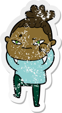 Bir insan tarafından çizilmiş karikatür bir kadının sıkıntılı çıkartması.