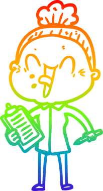 Gökkuşağı gradyan çizgi çizimi Bir insan tarafından çizilmiş mutlu yaşlı kadın