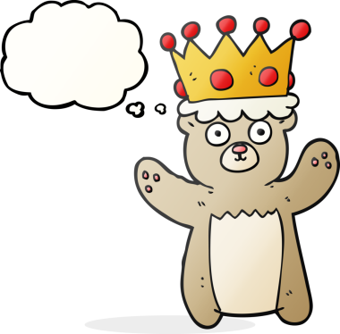 Bir insan tarafından çizilmiş serbest çizim balon karikatür oyuncak ayı tacı.