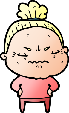 Çizgi film bir insan tarafından çizilmiş yaşlı bir kadın tarafından rahatsız edildi.