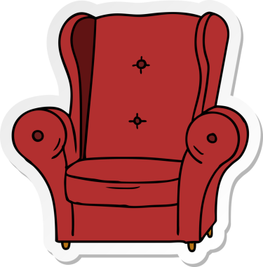 Bir insan tarafından çizilmiş eski bir koltuğun el çizimi karikatürü.