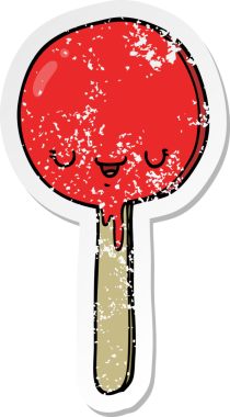 Bir insan tarafından çizilmiş bir şeker lolipopunun sıkıntılı çıkartması.