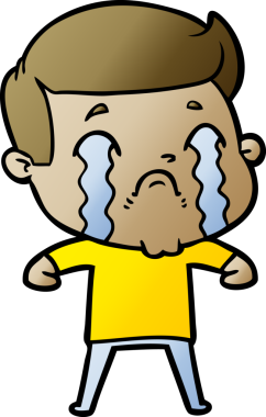 Bir insan tarafından çizilmiş ağlayan çizgi film adamı.