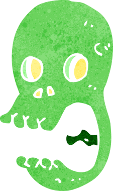 Bir insan tarafından çizilmiş komik bir kafatası.