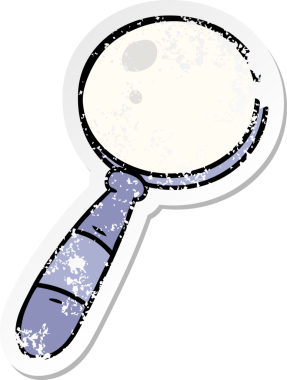 İnsan eliyle çizilmiş bir büyüteç karikatürü.