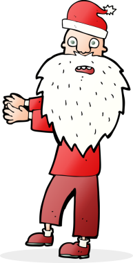 Noel Baba şapkalı çizgi film adamı bir insan tarafından çizilmiş.