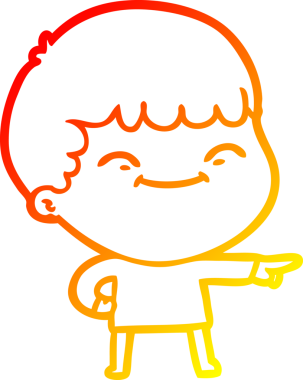 Bir insan tarafından çizilen mutlu bir çocuğun sıcak çizgi çizimi.