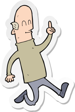 Bir insan tarafından çizilmiş, kel bir adamın çıkartması.