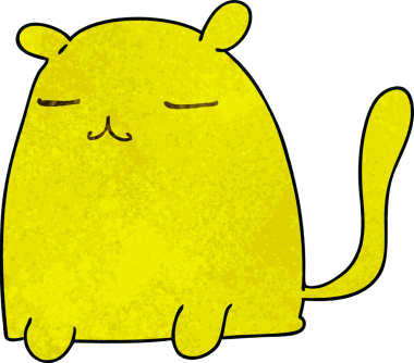 Bir insan tarafından çizilmiş garip çizgi film kedisi.