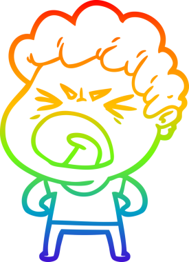 Bir insan tarafından çizilmiş öfkeli bir adamın çizdiği gökkuşağı gradyan çizgisi.