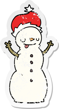 Bir insan tarafından çizilmiş bir kardan adamın sıkıntılı çıkartması.