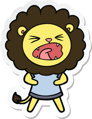 Bir insan tarafından çizilmiş karikatür aslanının çıkartması.