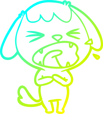 Bir insan tarafından çizilmiş şirin bir çizgi köpeğin soğuk gradyan çizgisi.