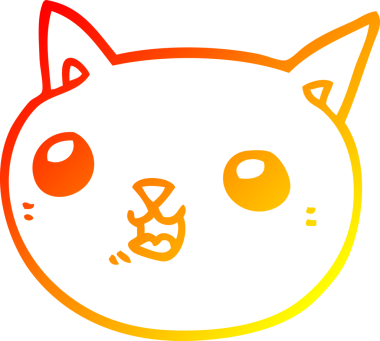 Bir insan tarafından çizilmiş çizgi film kedisinin sıcak çizgi çizimi