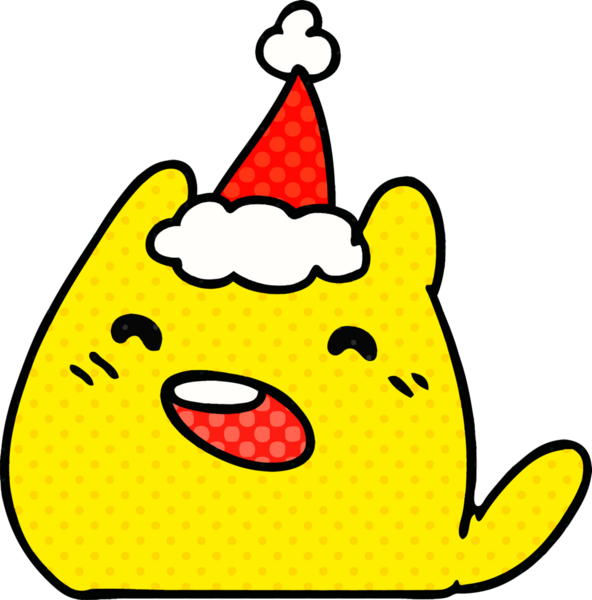 Bir insan tarafından çizilmiş kawaii kedisinin el çizimi karikatürü.