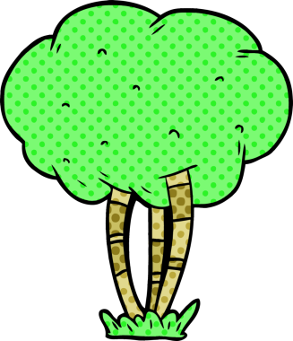 Bir insan tarafından çizilmiş çizgi film ağacı.