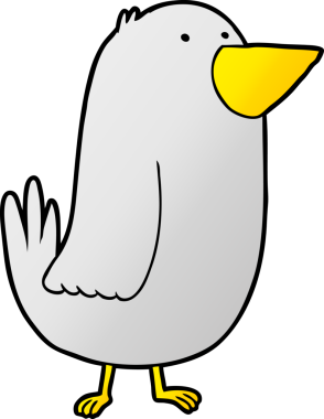 Bir insan tarafından çizilmiş çizgi film kuşu.