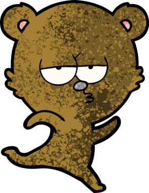 Koşan ayı karikatürü bir insan tarafından çizildi