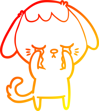 Bir insan tarafından çizilmiş şirin, ağlayan bir köpek yavrusu çizimi