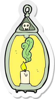 Bir insan tarafından çizilmiş garip bir fenerin çıkartması.