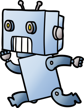 Bir insan tarafından çizilmiş çizgi film robotu