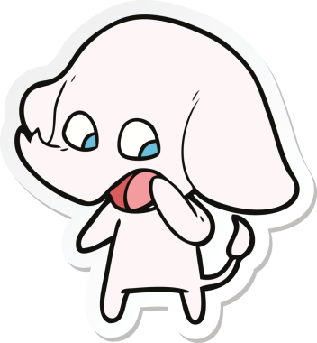 Bir insan tarafından çizilmiş şirin bir fil çıkartması.