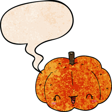 bir insan tarafından çizilmiş eski moda konuşma baloncuklu çizgi film balkabağı