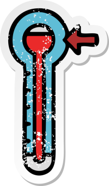 Bir insan tarafından çizilmiş sevimli bir çizgi film termometresinin sıkıntılı yapıştırması.