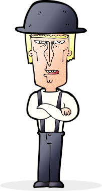 Bir insan tarafından çizilmiş şapkalı bir çizgi film adamı.