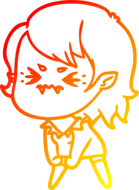 Bir insan tarafından çizilmiş kızgın bir vampir kız çizgi çizimi.