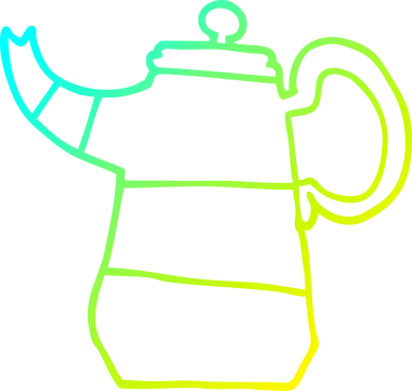 Bir insan tarafından çizilmiş bir kahve demliğinin soğuk gradyan çizgisi