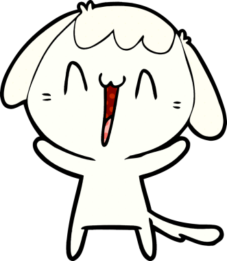 Bir insan tarafından çizilmiş şirin bir çizgi film köpeği.