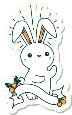 Bir insan tarafından çizilmiş dövme stili şirin bir tavşan.