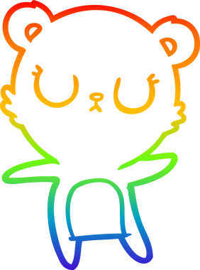 Bir insan tarafından çizilmiş barışçıl bir kutup ayısının gökkuşağı gradyanı çizimi