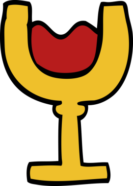 Bir insan tarafından çizilmiş bir şarap karalama bardağı.