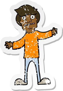 Bir insan tarafından çizilmiş bir karikatürün gerilimli çıkartması şaşırttı.